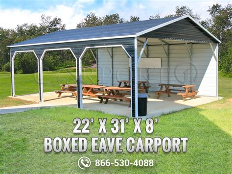 28x21 boxed eave triple wide steel carport|26'.